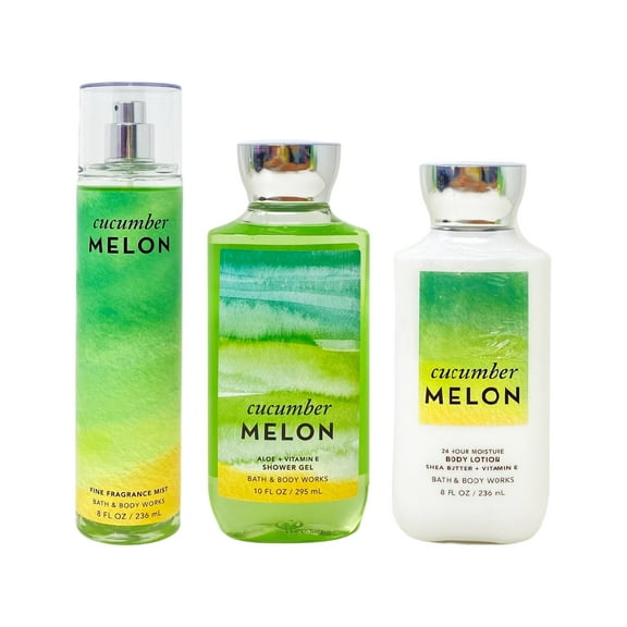 Bath and Body Works Cucumber Melon Trio Bundle - Fragrance Mist - Shower Gel - Body Lotion - Full Size