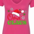 thumbnail image 4 of Inktastic Oma Claus with Christmas Santa Hat and Snowflakes Women's V-Neck T-Shirt, 4 of 5