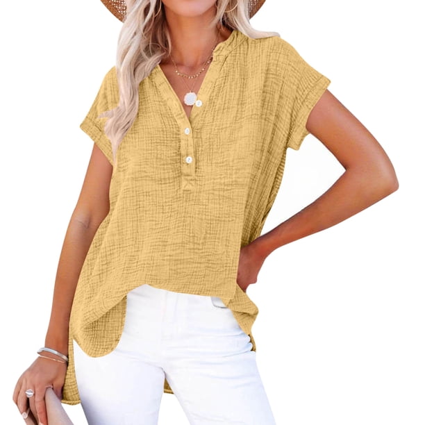 Eres Más Que una Camisa de Puntuación de Prueba Estilo Casual de Manga Corta de las Mujeres V Cuello Blusa Superior, Camisas de Manga Corta para las Mujeres Pullover de Botón Casual