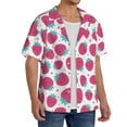 thumbnail image 2 of Goofa Hand Drawn Strawberry Printed Men's Casual Short-sleeved Shirt,Lightweight Breathable Button-down,Summer Casual men's top,Versatile Fashion shirt-, 2 of 7