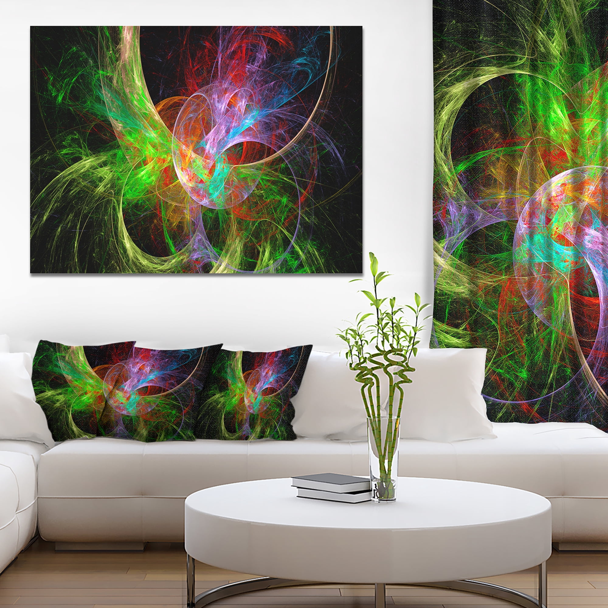 Designart 'Multi Color Fractal Abstract Design ' Abstract Canvas Art Print