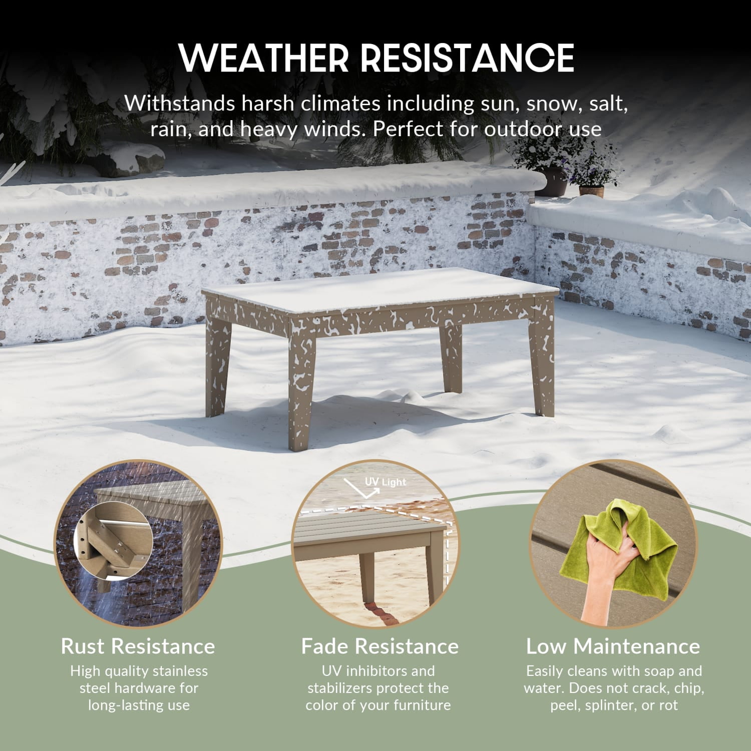 WestinTrends Malibu Low Outdoor HDPE Patio Rectangle Coffee Table, Teak