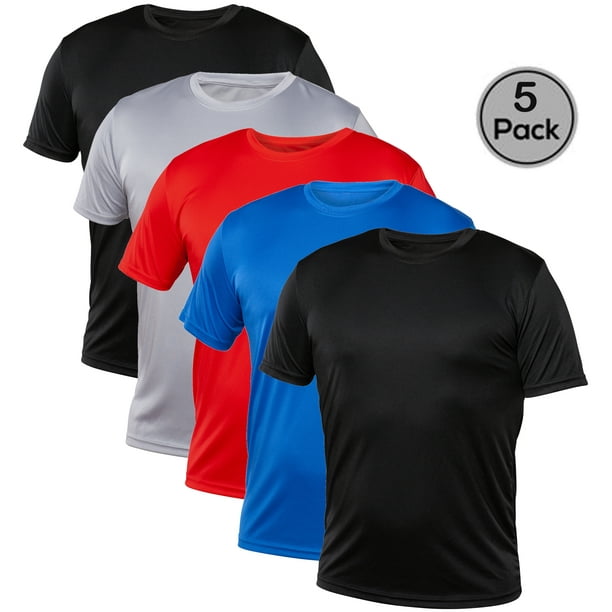 Blank Activewear Pack de 5 T-Shirt pour Hommes, Tissu à Séchage Rapide