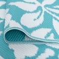thumbnail image 6 of Bliss Rugs Waterproof Reversible Plastic Straw Floral Outdoor Rug for Patio, Camping, RV, Deck, Porch, Camp | Aqua, 5' x 6'11'', 6 of 7