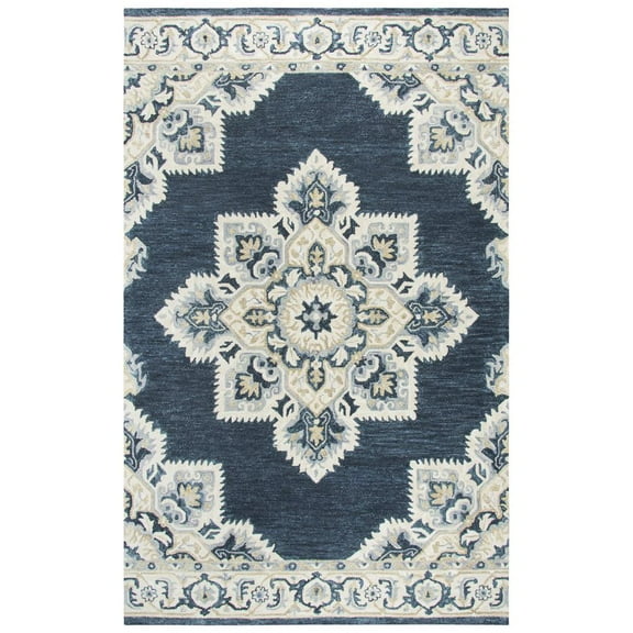 Alora Decor Cascade 5' x 8' Dk Blue/Natural/Gray/Tan Hand-Tufted Area Rug