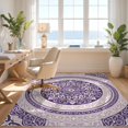 thumbnail image 3 of Design&I 8'x10' Washable Area Rug Extra Large Skid-Resistant Low Profile Purple Interlocking Para Scrollwork Bedside Inspired Alfombras for Living Room, Family, 3 of 7