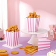 thumbnail image 3 of Disposable Snack Popcorn Bags,QZS Treat Boxes,Pink Cardboard Popcorn Container,Set of 50,2.8x2x4.5In Striped Cookies Boxes for Home, 3 of 6