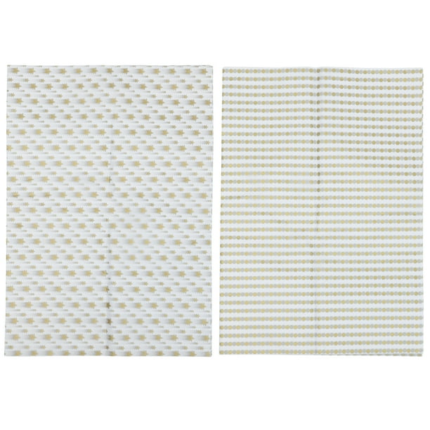 KAKOWELY 40 hojas de papel de regalo de la serie dorada con estampado de flores y lunares y estrellas
