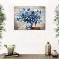 thumbnail image 4 of Farmhouse Blue Flower Canvas Wall Art, Rustic Blue and White Vase Floral Print, Vintage Botanical Artwork for Living Room Bedroom Kitchen Decor, Ready to Hang, 4 of 6