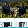 thumbnail image 4 of Folding Camping Chair, Portable High Back Folding Lawn Chairs for Adults, Outdoor Camping Chair with Cup Holder, Side Pocket, Hard Armrest, Carry Bag, Anti-slip Footpad, Support 350 lbs, Dark Blue, 4 of 12