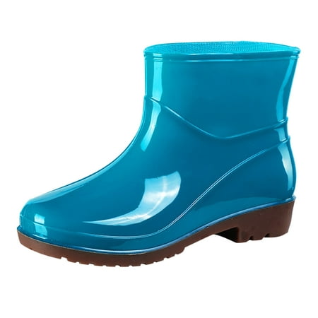 

KaLI_store Water Shoes for Women Women s Short Ankle Rain Boots Lightweight Chelsea Rain Boots Rubber Waterproof Booties Sky Blue