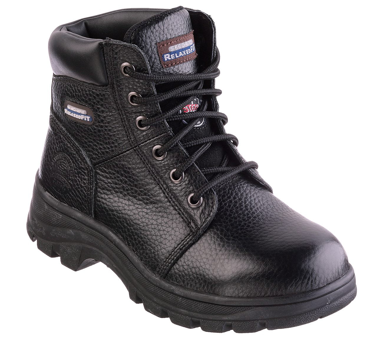 skechers black leather boots