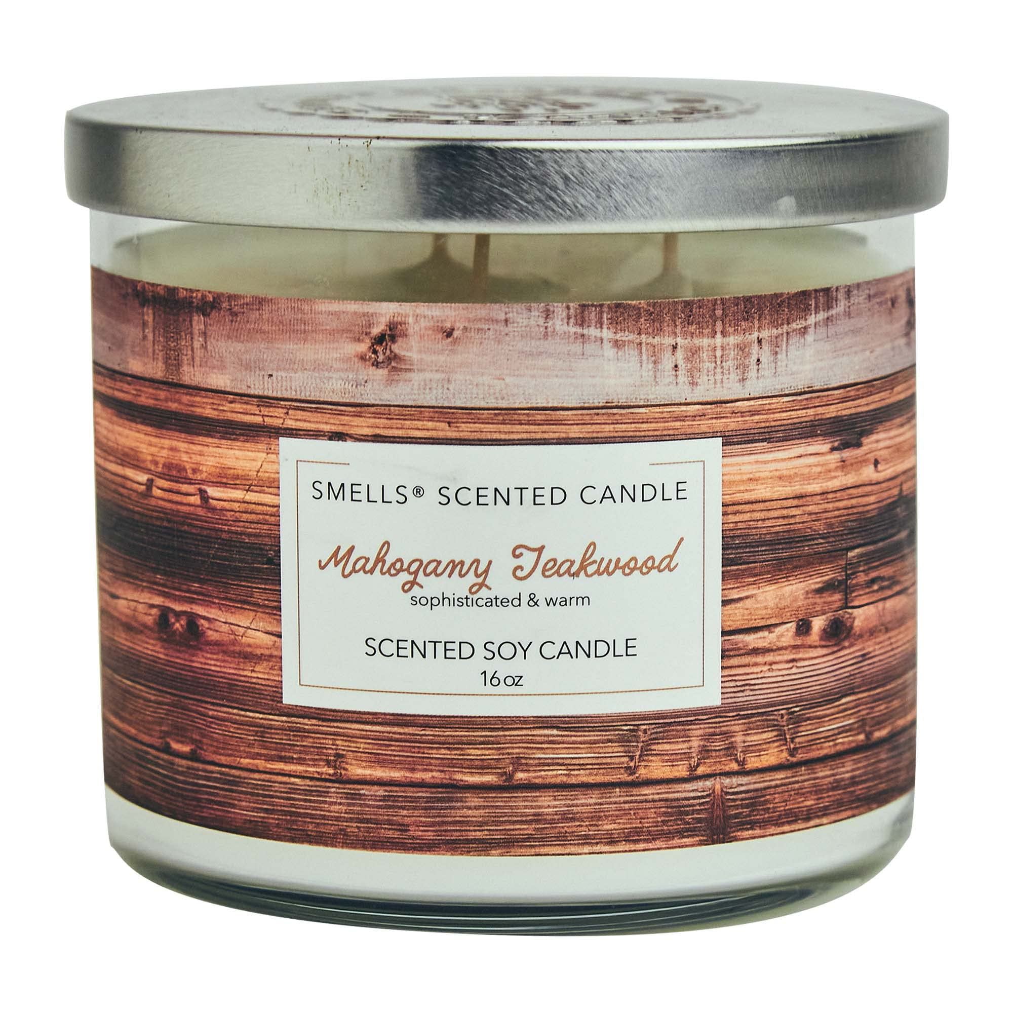 Smells Mahogany Teakwood 3Wick Scented Candle, 16 oz