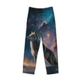 thumbnail image 2 of Vsdgher Night Sky Wolf Print Mens Pajama Pants Sleep & Lounge Pants, PJ Bottoms With elastic waistb and Pockets, 2 of 5