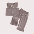 thumbnail image 5 of Amidoa Girls Summer 2 Piece Outfits Cute Cute Tank Top and Elastic Waist Pants Kids Clothing Set Brown Size 2T Brown Size 2T, 5 of 5