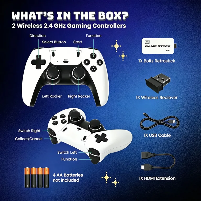 TORYTALE Retro Gaming Stick, 4K HDMI Output, Dual Wireless