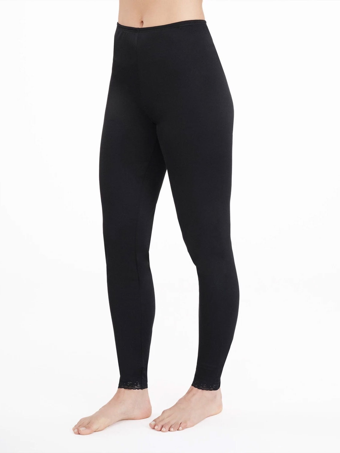 Cuddl Duds Women's Softwear Lace Edge Legging, Black, Large - Walmart.com