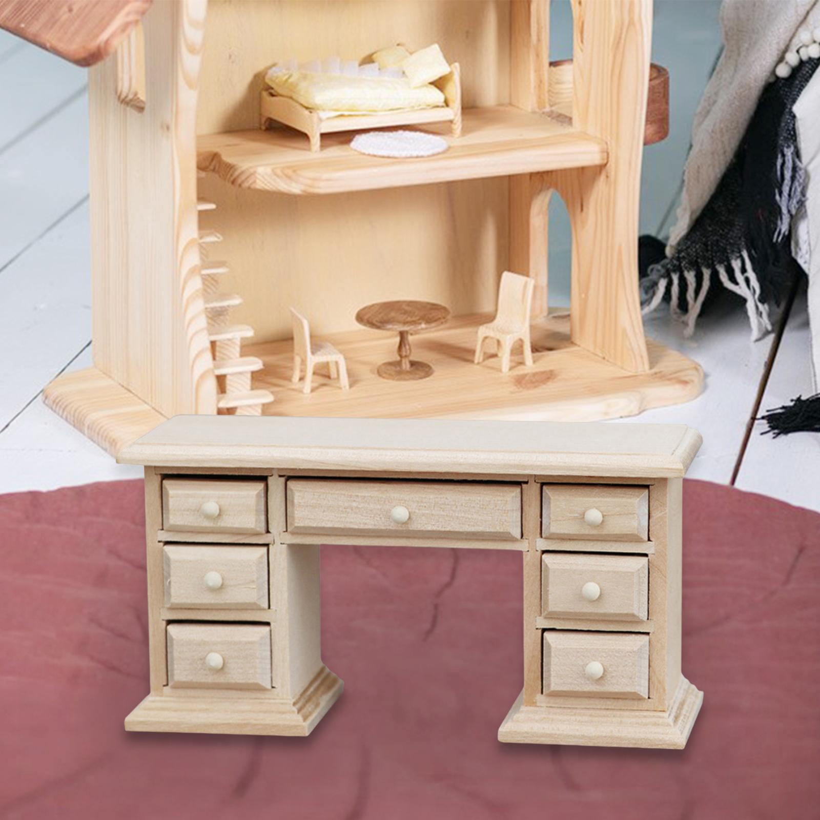Rushawy 1:12 Dollhouse Computer Desk Office Desk for Landscape Decorations