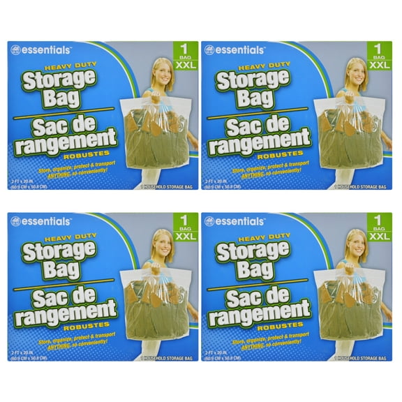 (4) Large Zipper Top Storage Bag with Handles 24x 20in, Resealable Clear Bags for Storing Organizing & Packing for Summer Travel Picnics Vacations Home Kitchen Organizer & CUSTOM Storage Carrier