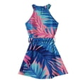 thumbnail image 5 of YOUYEDIAN Hawaiian Dresses for Girls Vacation Halter Neck Palm Tree Print Sundress Vintage Sleeveless A-Line Dress 2025 Summer Tied Waist Dresses,Royal Blue 9-10 Years, 5 of 5