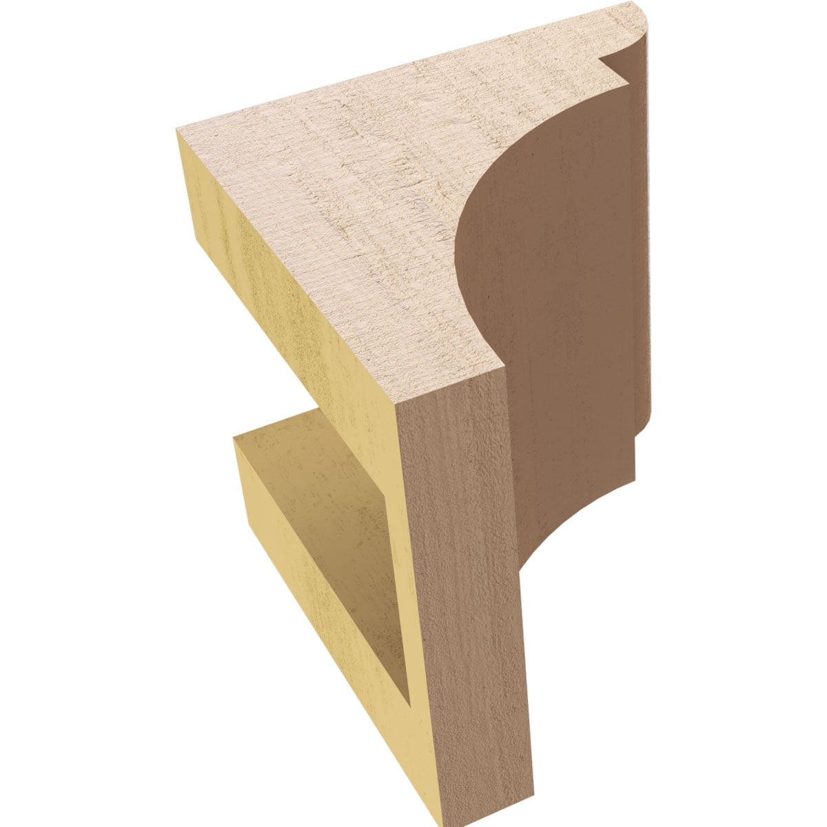 4"W x 4"D x 4"H Wide Yorktown Rough Cedar Woodgrain TimberThane Corbel, Primed Tan