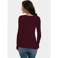 thumbnail image 4 of Womens Long Sleeve Square Neck Shirts Basic Slim Fit Tee Tops, 4 of 5