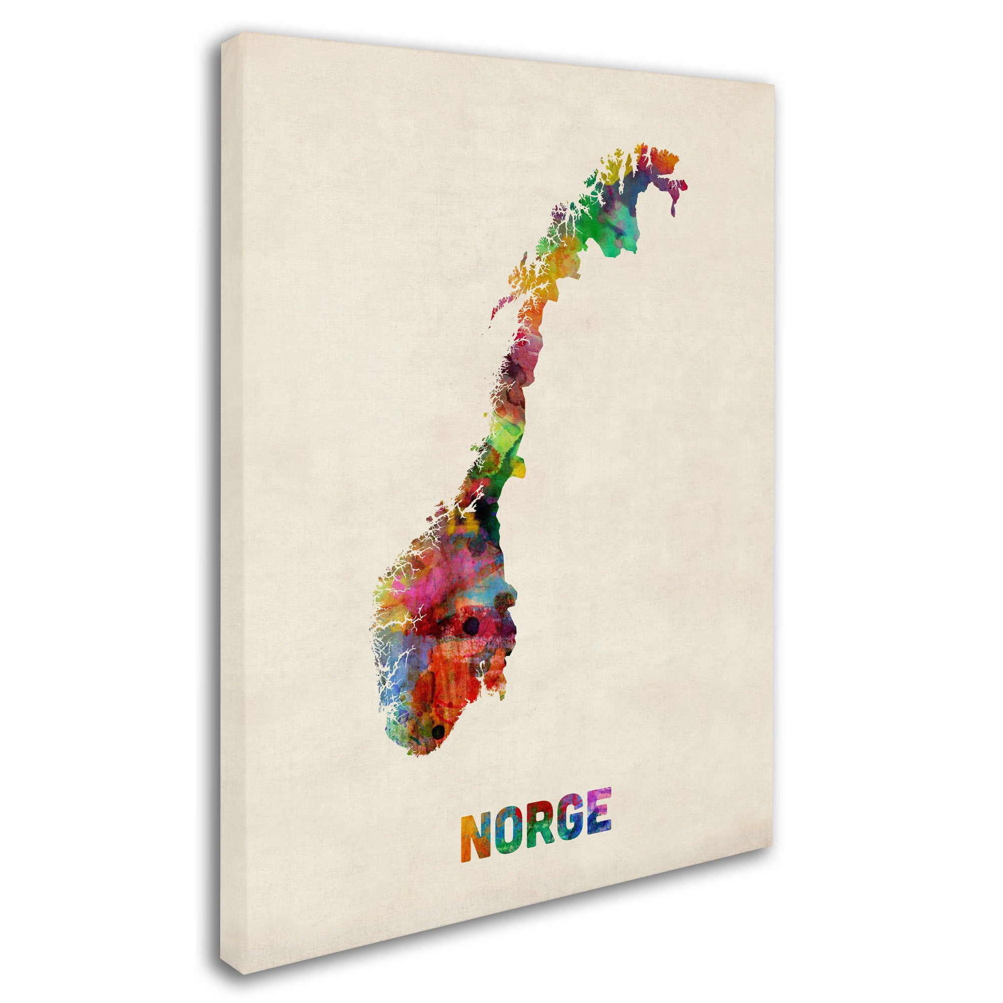 Trademark Fine Art "Norway Watercolor Map" Canvas Art by Michael Tompsett