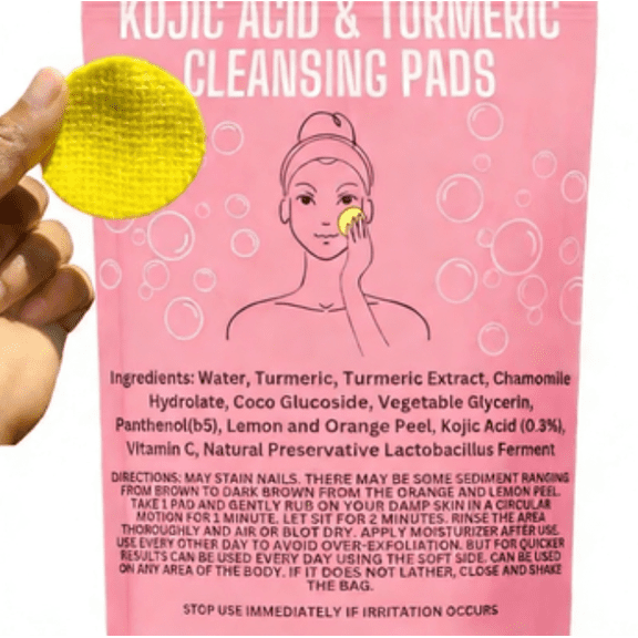 PHOR ESSENTIALS Gentle Organic Glow Facial Cleanser Exfoliating Pads - Daily Cleansing Formula with Turmeric, Kojic Acid, Chamomile