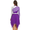 thumbnail image 4 of iiniim Women's Liturgical Praise Dance Outfit Color Block Lyrical Dance Maxi Dress with Wide Leg Pants Purple M, 4 of 7