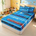 thumbnail image 3 of Erosebridal Vintage Train Zipper Full Size Comforter Sets with Fitted Sheet and 2 Pillowcases for Boys Men, Cartoon Locomotive Car Zipper Bedding Set, Blue, Reversible, 4pcs, 3 of 7