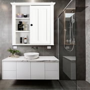 SYNGAR Hanging Storage Cabinet, Bathroom Wall Mounted Storage Cupboard with Single Door and Shelves, Space Saving Storage Organizer, Modern Storage Cabinet for Bathroom Washroom, White, D1746