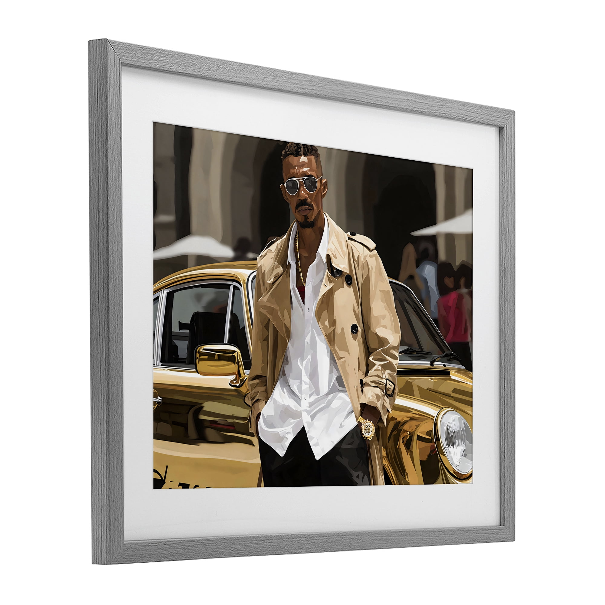 Stupell Industries Classy Gilded Sportscar & Driver Gray Framed Print Under Glass, design by Franklyn Gregory
