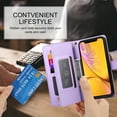 thumbnail image 6 of Allytechgroup Wallet Case for Apple iPhone XR, 9 Cards Holder + Zipper Pocket + Hand Wrist Shockproof Stand Flip Cover RFID Blocking Phone Case for Women Men, Purple, 6 of 7