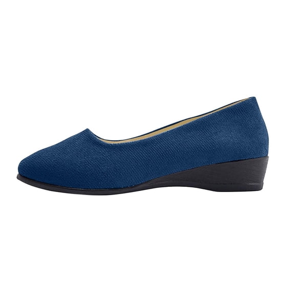 Hurxie Round Toe Women Flat Shoes Slip Dress Black Ballet Flats Dark Blue