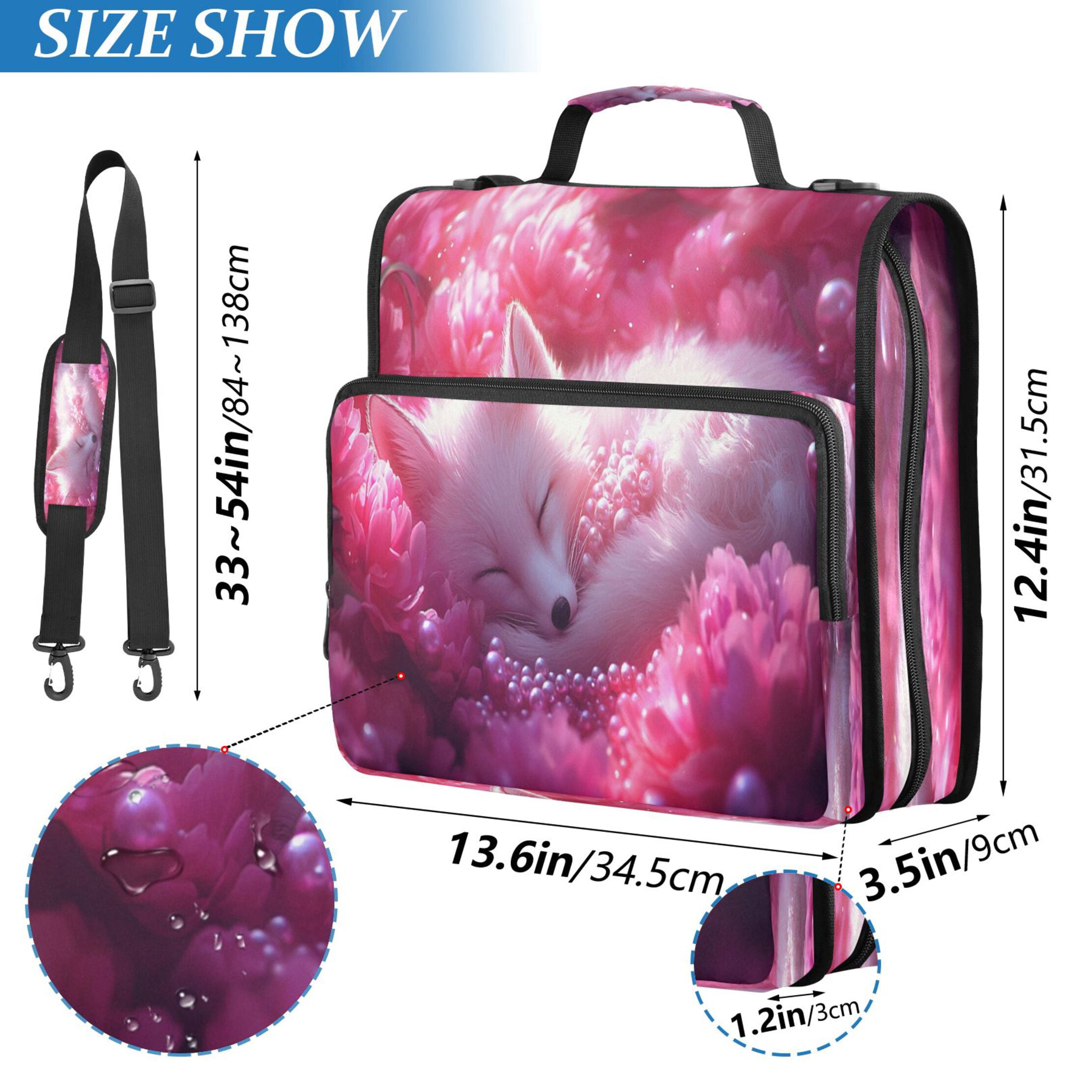 YAZAOO Zipper Binder trapper keeper Documents Organized Design Sleeping Fox Pink Flowers Pearls Printed