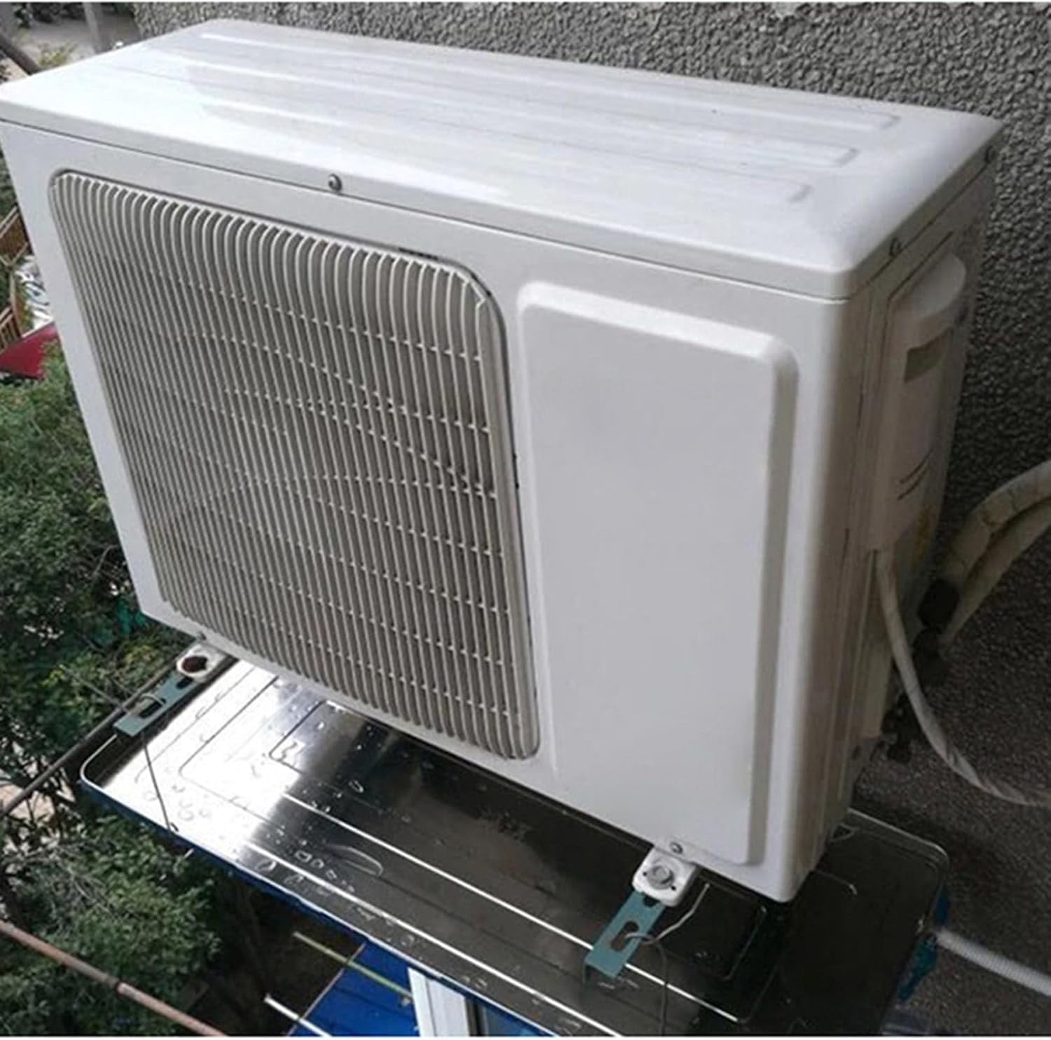 Stainless steel drip tray with drain and water pipe, drip tray for air conditioners, condensate tray for Universal Split Air Conditioner Heat Pump Systems