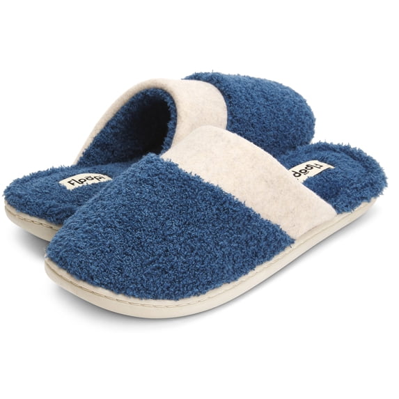 Floopi Women's Super Soft French Terry Upper/Insole Closed Toe Clog Slipper W/Felt Collar Trim Slipper W/ Memory Foam