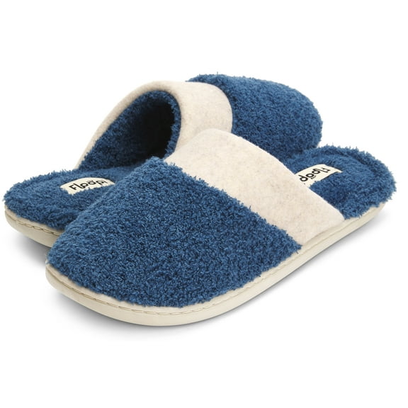 Floopi Women's Super Soft French Terry Upper/Insole Closed Toe Clog Slipper W/Felt Collar Trim Slipper W/ Memory Foam