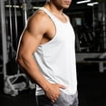 thumbnail image 5 of Men's U-Neck Tank Top for Fitness and Bodybuilding, Solid Color Blank Sleeveless Vest for Summer Training, Workout Base Layer Gym T-Shirt White 2XL, 5 of 8