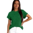 thumbnail image 6 of Lumtrix Womens Oversized T Shirts Summer Rolled Short Sleeve Tops Casual Loose Fit Basic Crew Neck Tees Green M, 6 of 6