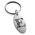 thumbnail image 1 of Stainless Steel Letter E Initial Dotted Monogram Engraved Small Oval Charm Keychain Keyring, 1 of 1