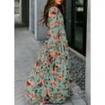 thumbnail image 5 of DOKOTOO Women's Green Bridesmaid Maxi Dresses Fashion Floral Printed Long Sleeve Guests Dresses Spring Dress Fall Dress Easter Dress for Women, US 16-18(XL), 5 of 8