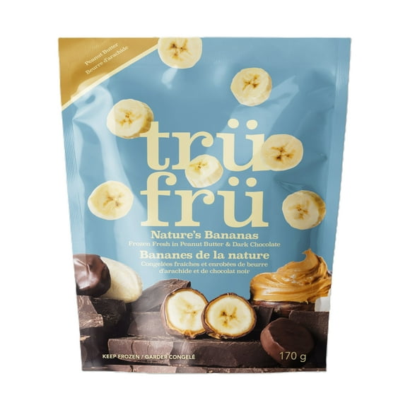 TruFru Drk PB Bananas 6oz, Nature's Bananas Frozen Fresh in Peanut Butter & Dark Chocolate