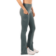 thumbnail image 3 of Yoga Leggings with Front Slit and Pockets High Waist Tummy Control Buttery Soft Stretchy Workout Pants Sage X-Large, 3 of 3
