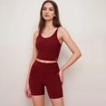 thumbnail image 4 of Women's Scoop Neck Cropped Activewear Tank Top with Wide Straps and Clean Hem Detail - Medium, Burgundy, 4 of 7
