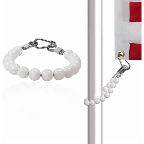 FLAGWIN White Beaded Flagpole Retainer Ring for 2-5 Inch Pole Heavy Duty Metal Keep Flag Close