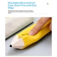 thumbnail image 4 of Btomtd Silicone Pencil Shape Pencil Case, Soft Portable Zipper Pencil Pouch, Large Capacity Organizer Pencil Bag for Students, Yellow, 4 of 9