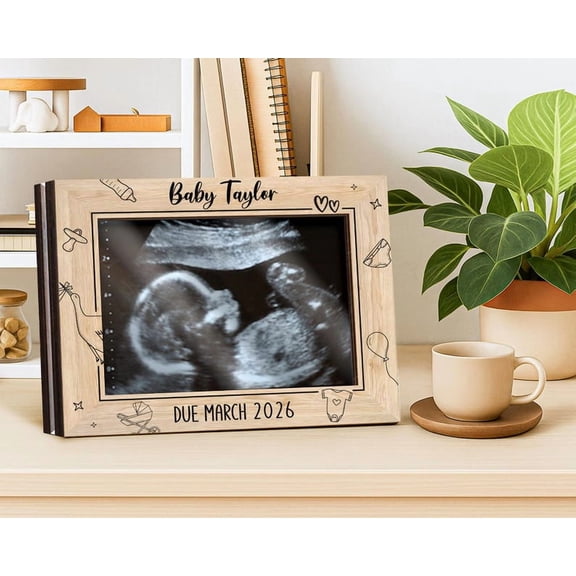 Personalized Baby Ultrasound Photo Frame, Pregnancy Announcement Reveal Frame, Custom Due Date Sign, New Mom-to-Be Gift