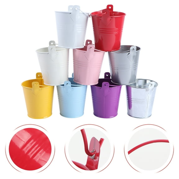 Sparsain Set of 9 Chic Tin Buckets for Home (Random Color)