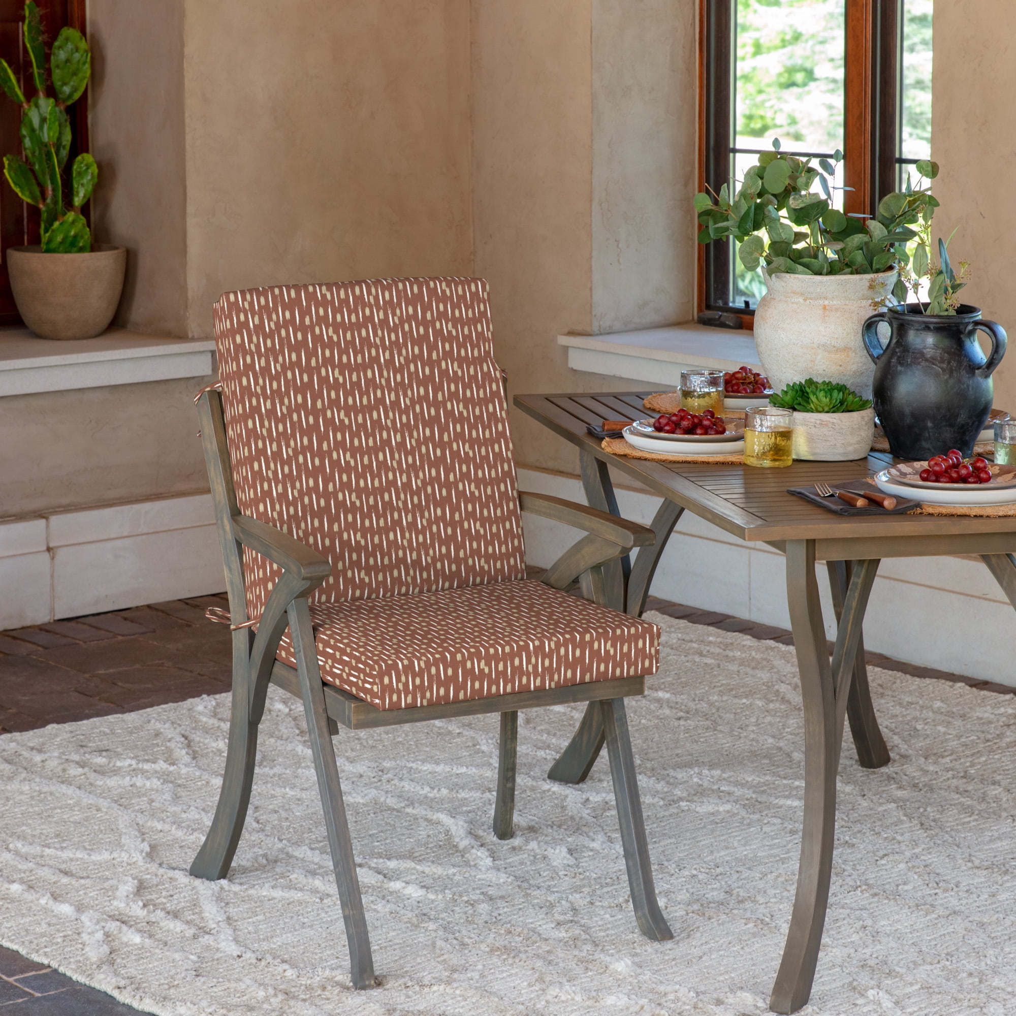 ARDEN Outdoor Dining Chair Cushion 20 x 20, Water Repellent, Fade Resistant 20 x 20, Rust Red Brushed Texture